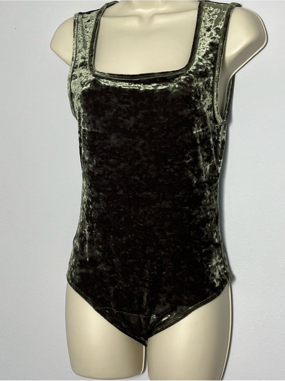 Green Crushed Velvet Tank Bodysuit Lou & Grey Sz M Forest Fairy Festival Boho - Picture 3 of 13